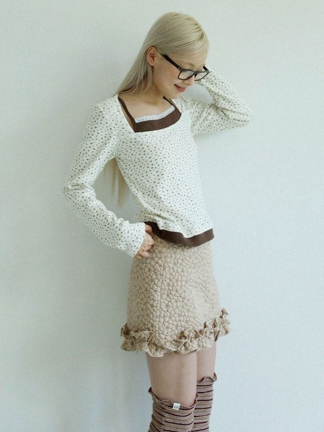 12/21 20:00 発売【Uglyshadow】FLOWER RUFFLE MINI SKIRT
