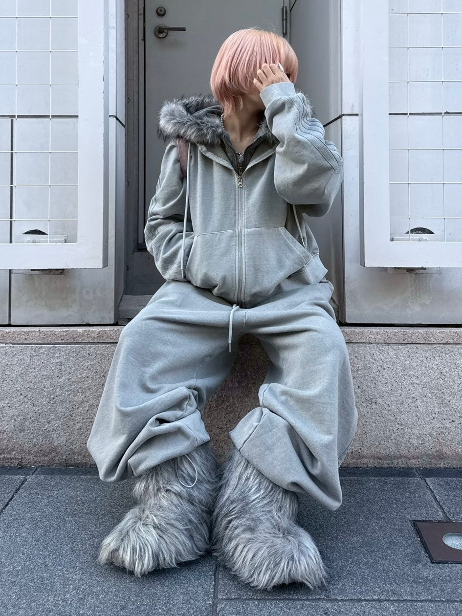 【nmtc +】side line pigment zip up hoodie (2color)