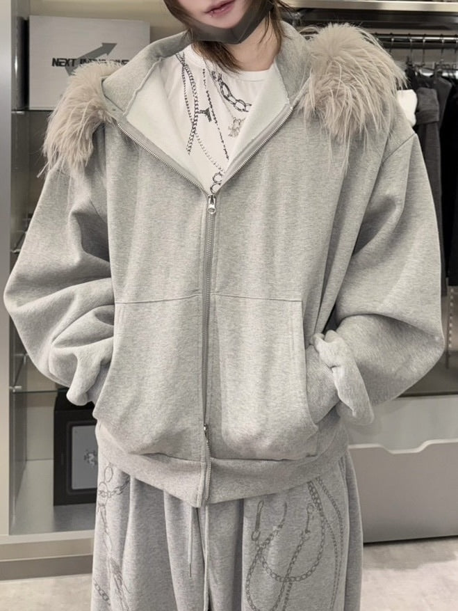 受注制【nmtc +】simple fur zip up hoodie 【エヌエムティーシープラス】シンプルファージップアップフーディ (2color)