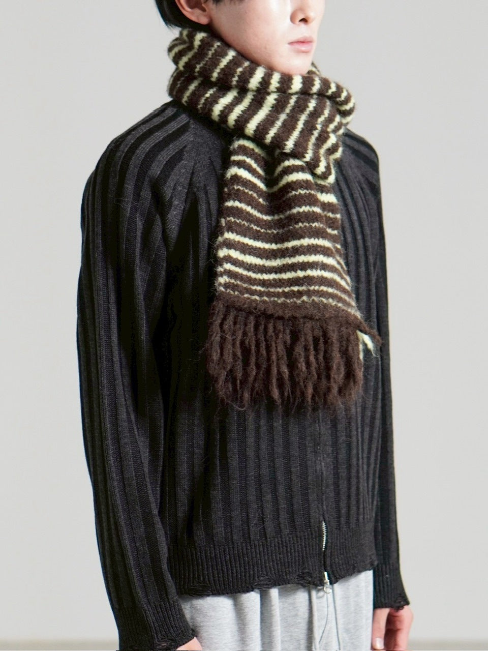受注制【Chikashitsu +】jelly wool border muffler