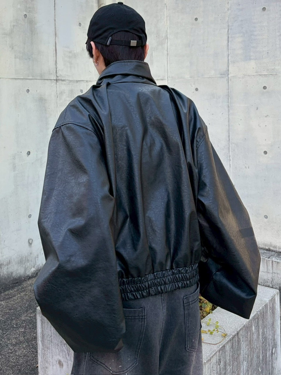 受注制【LUV CODE】high neck leather jacket