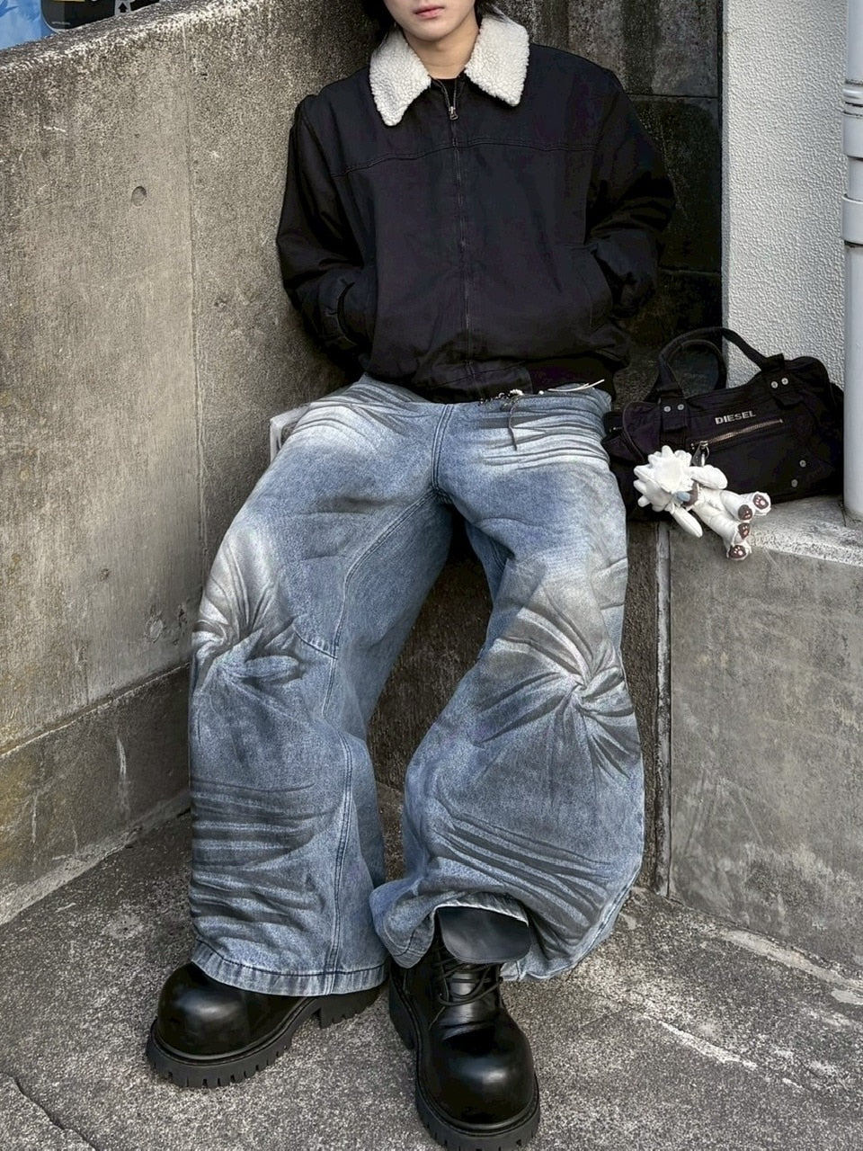 国際配送【youll】dirty wash baggy denim pants