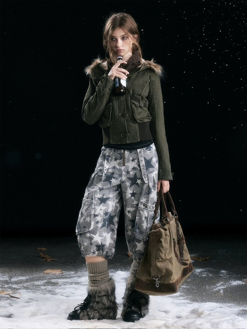 【Cest Nous】Military green washed jacket / 【セヌー】ファーフードミリタリージャケット