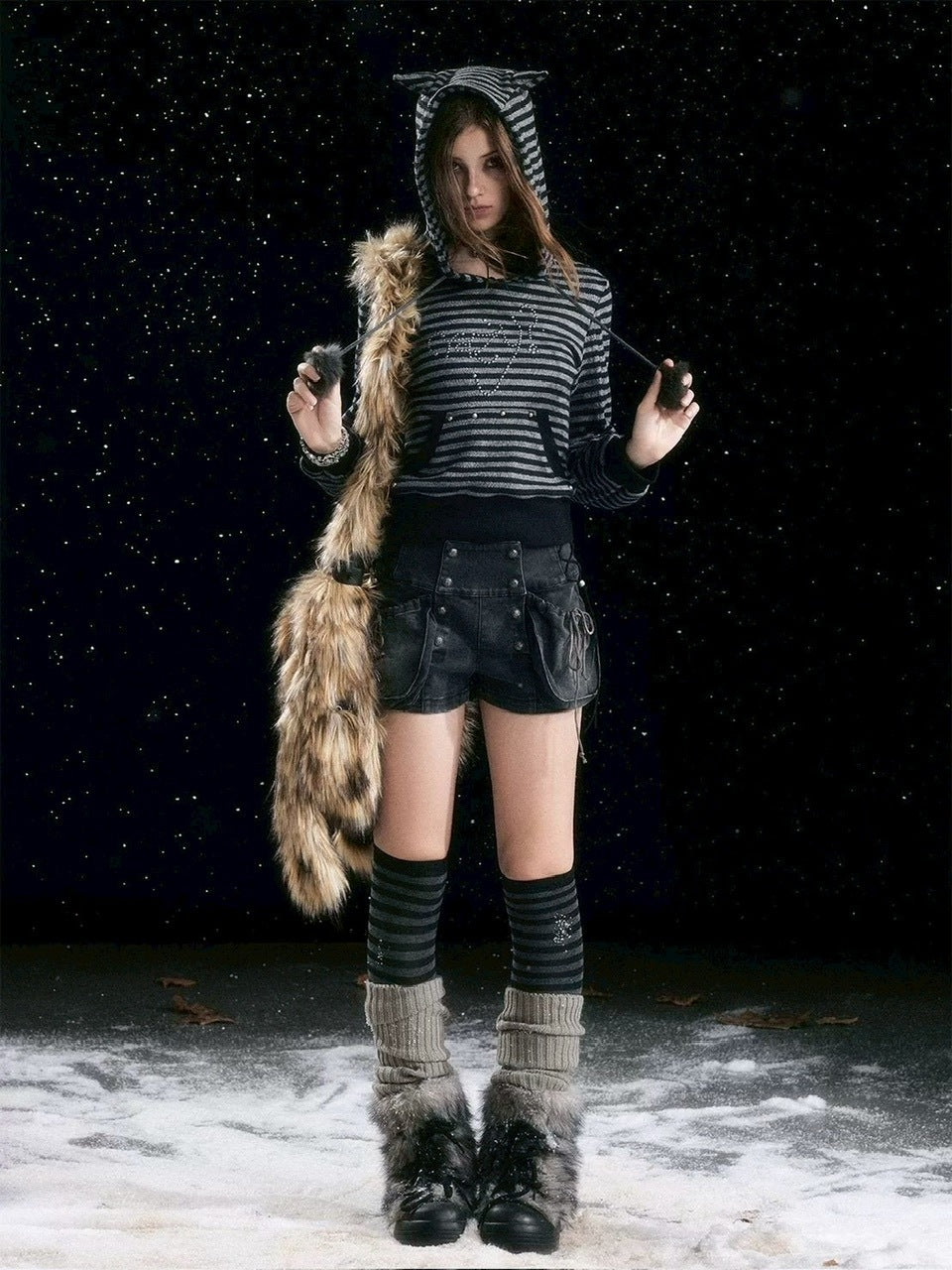 【Cest Nous】Bloom-style denim shorts / 【セヌー】レースアップリベットショートデニムパンツ