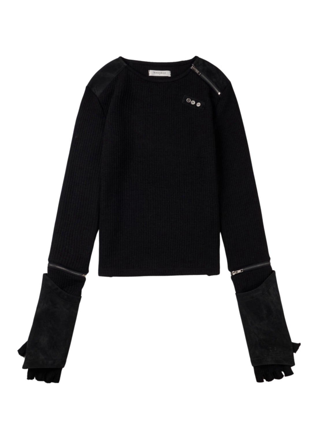 【bonienkiye】Detachable Zipper Leather Top