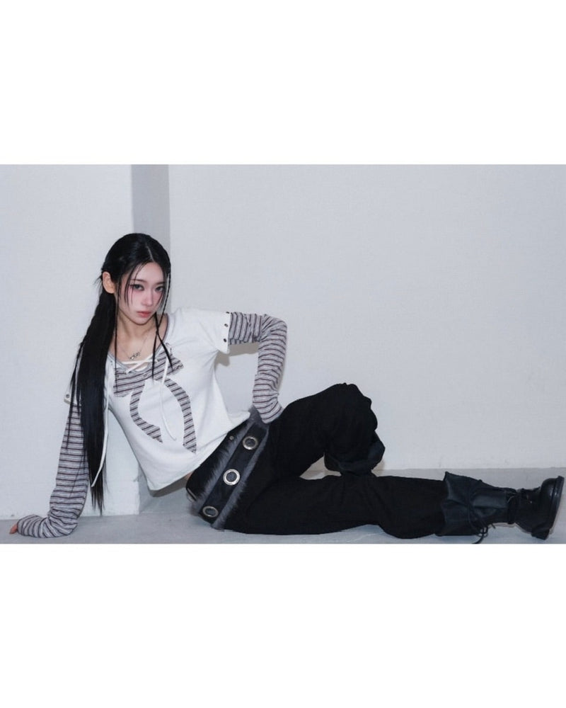 1/2 20:00発売【CHERRYQUIRI】punky bow layered tee