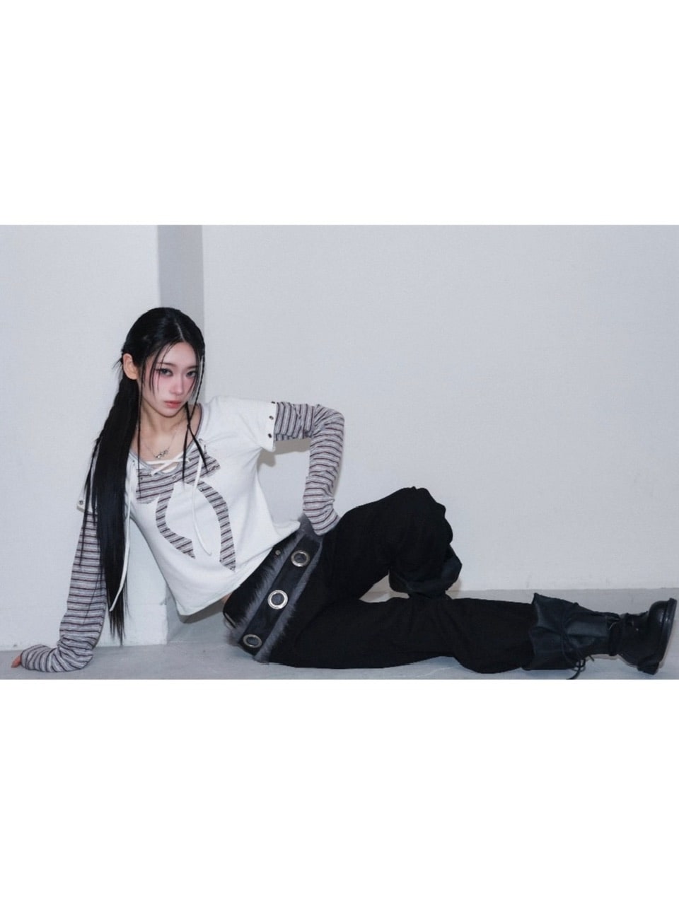 1/2 20:00発売【CHERRYQUIRI】punky bow layered tee