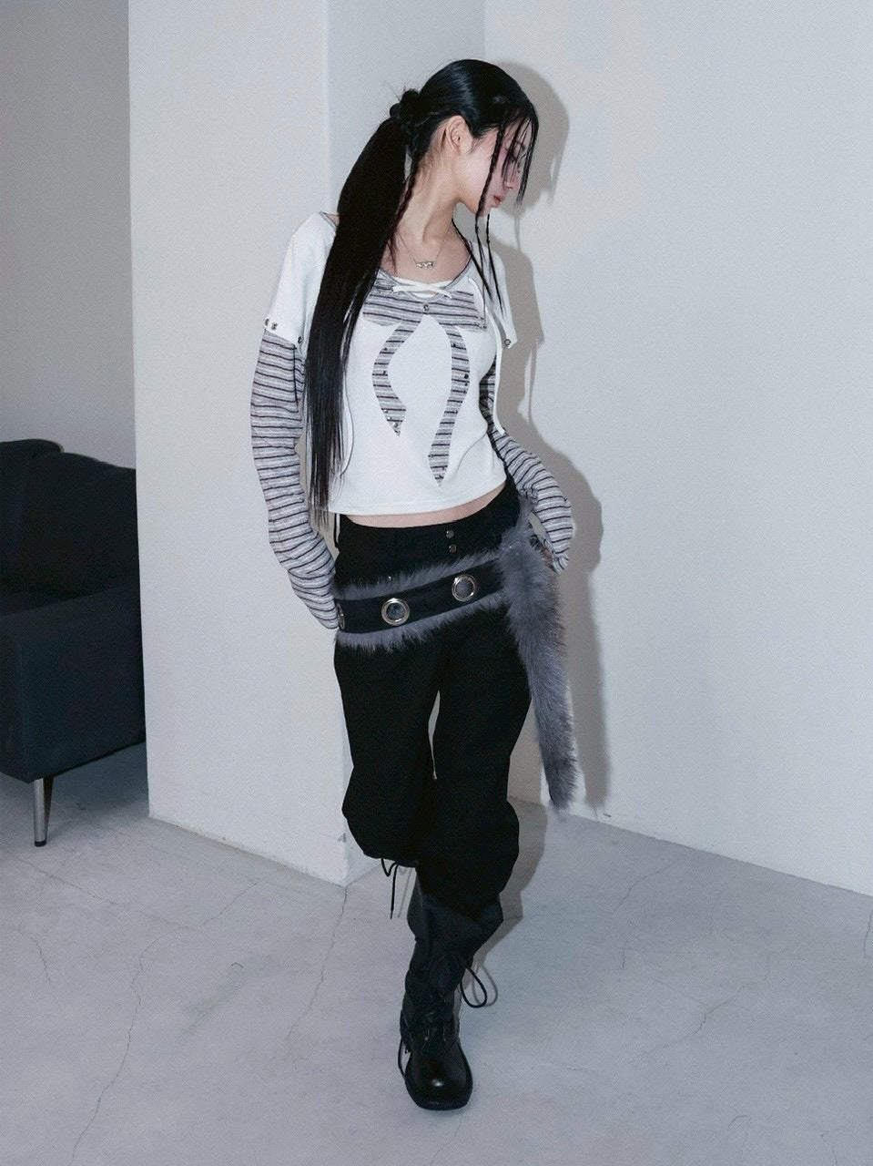 1/2 20:00発売【CHERRYQUIRI】metalic stud boots cut pt