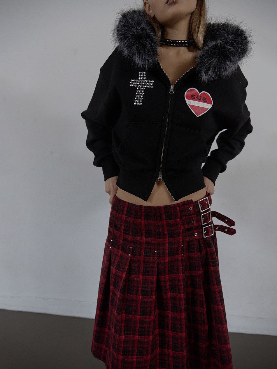 【SETUP‐EXE】FUR TRIMMING HOODED ZIP-UP / 【セットアップエグゼ】ファーフードジップアップパーカー