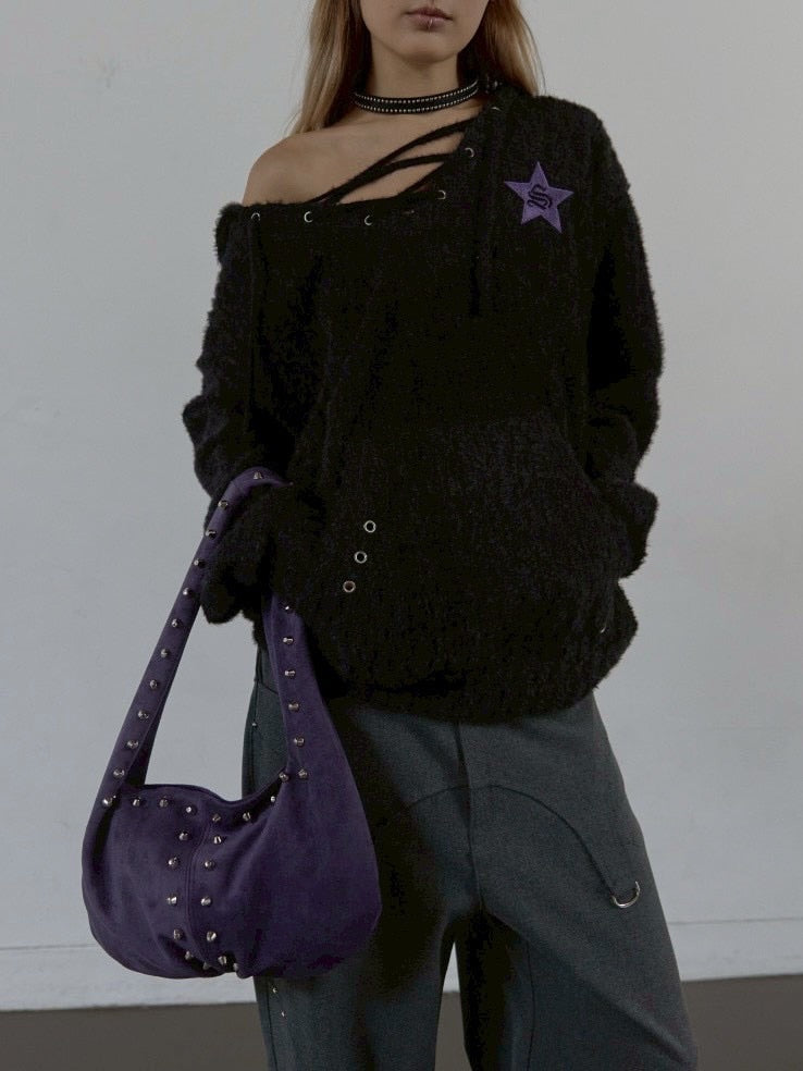 【SETUP‐EXE】HAIRY V-NECK HOODIE / 【セットアップエグゼ】Vネックシャギープルオーバーパーカー