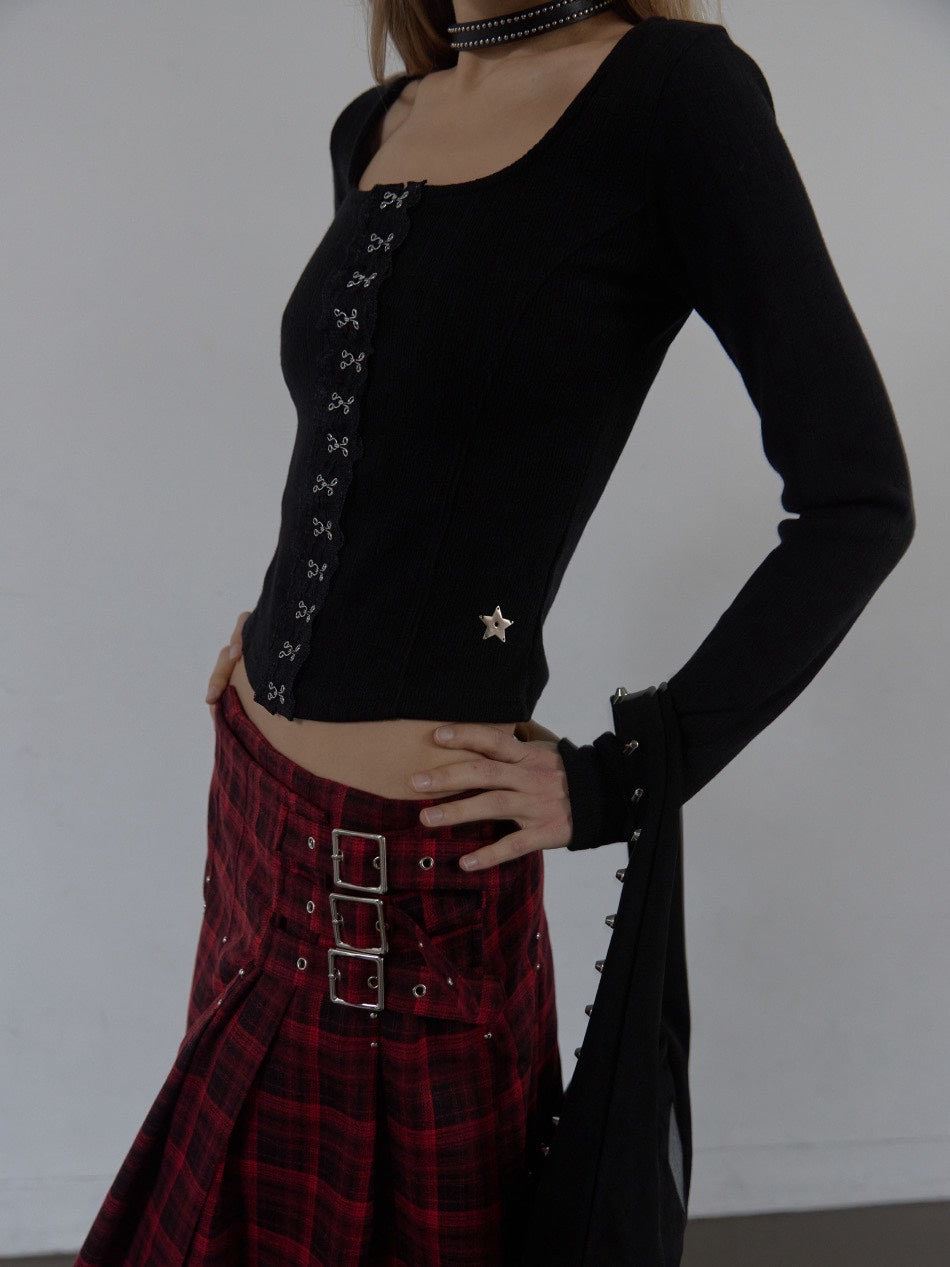 【SETUP‐EXE】HOOK LONG SLEEVE TOP / 【セットアップエグゼ】センターフック長袖Tシャツ