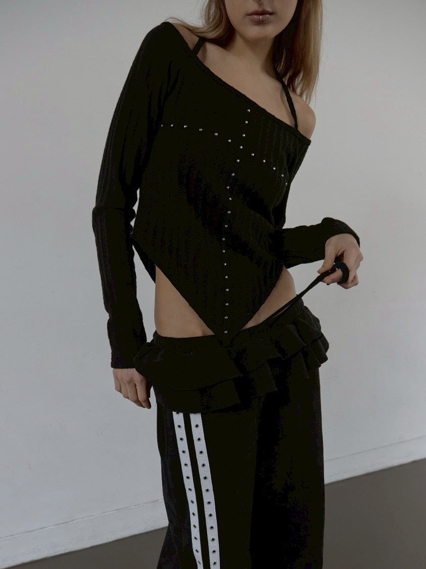 【SETUP‐EXE】WESTERN CROSS TOP / 【セットアップエグゼ】クロスオフショル長袖Tシャツ