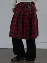 【SETUP‐EXE】CHECK BUCKLE WRAP SKIRT / 【セットアップエグゼ】ベルトチェックラップスカート