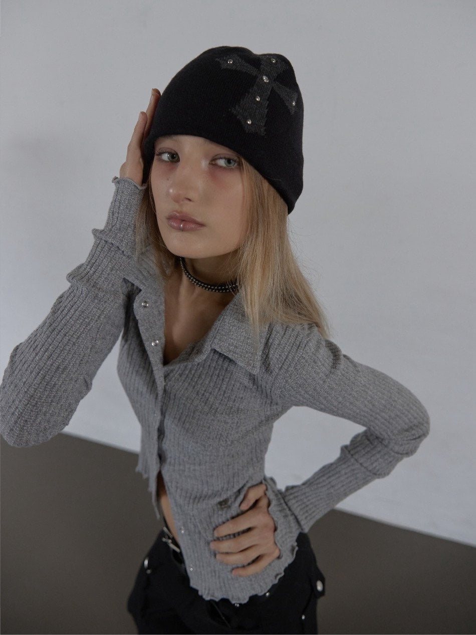 【SETUP‐EXE】CROSS STUDDED BEANIE / 【セットアップエグゼ】クロススタッズビーニー