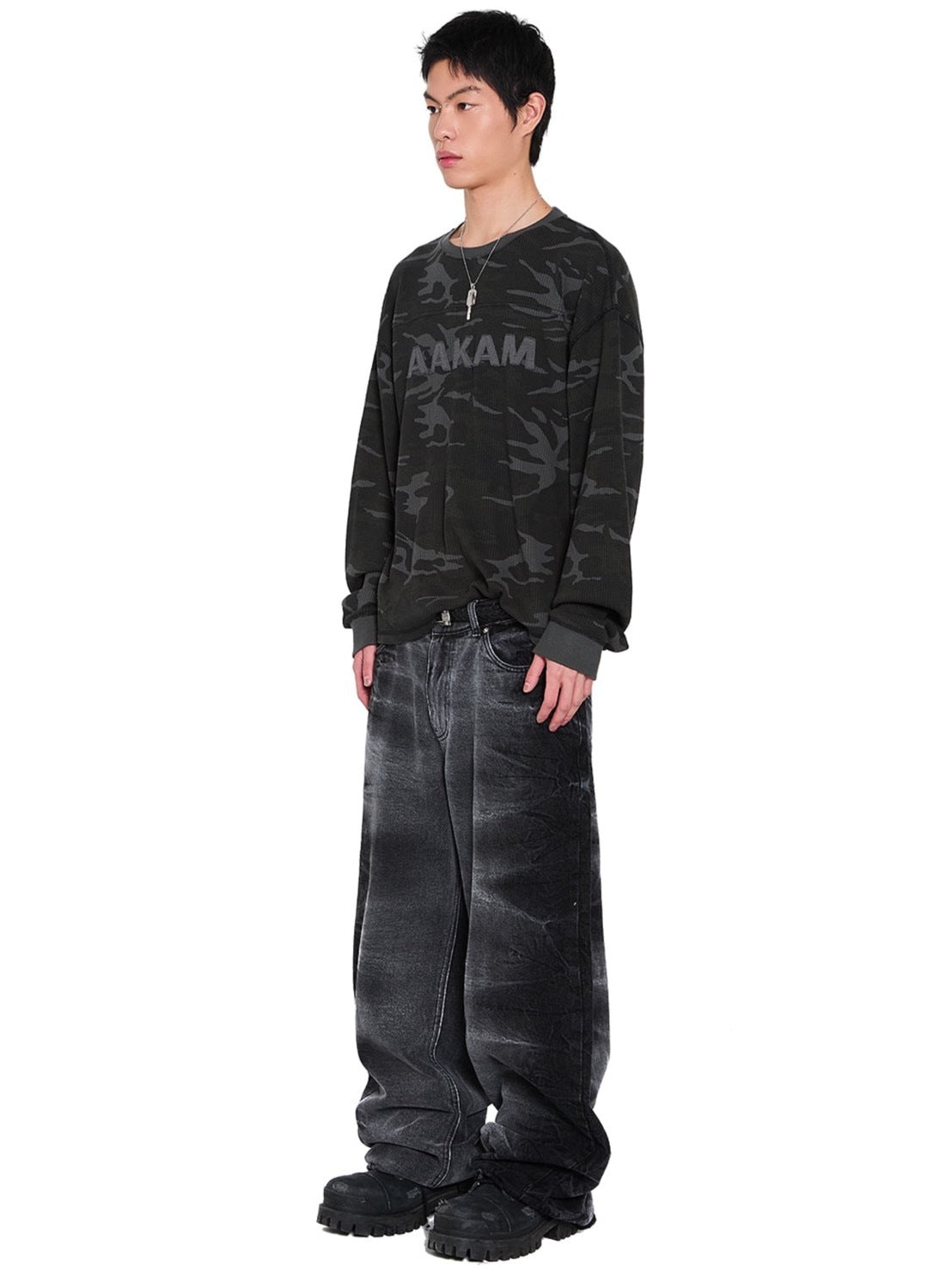 【AAKAM】Waffle Camouflage Long Sleeve