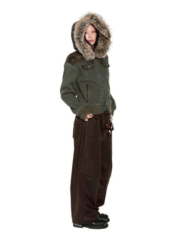 【AAKAM】Fur Camo Contrast Jacket