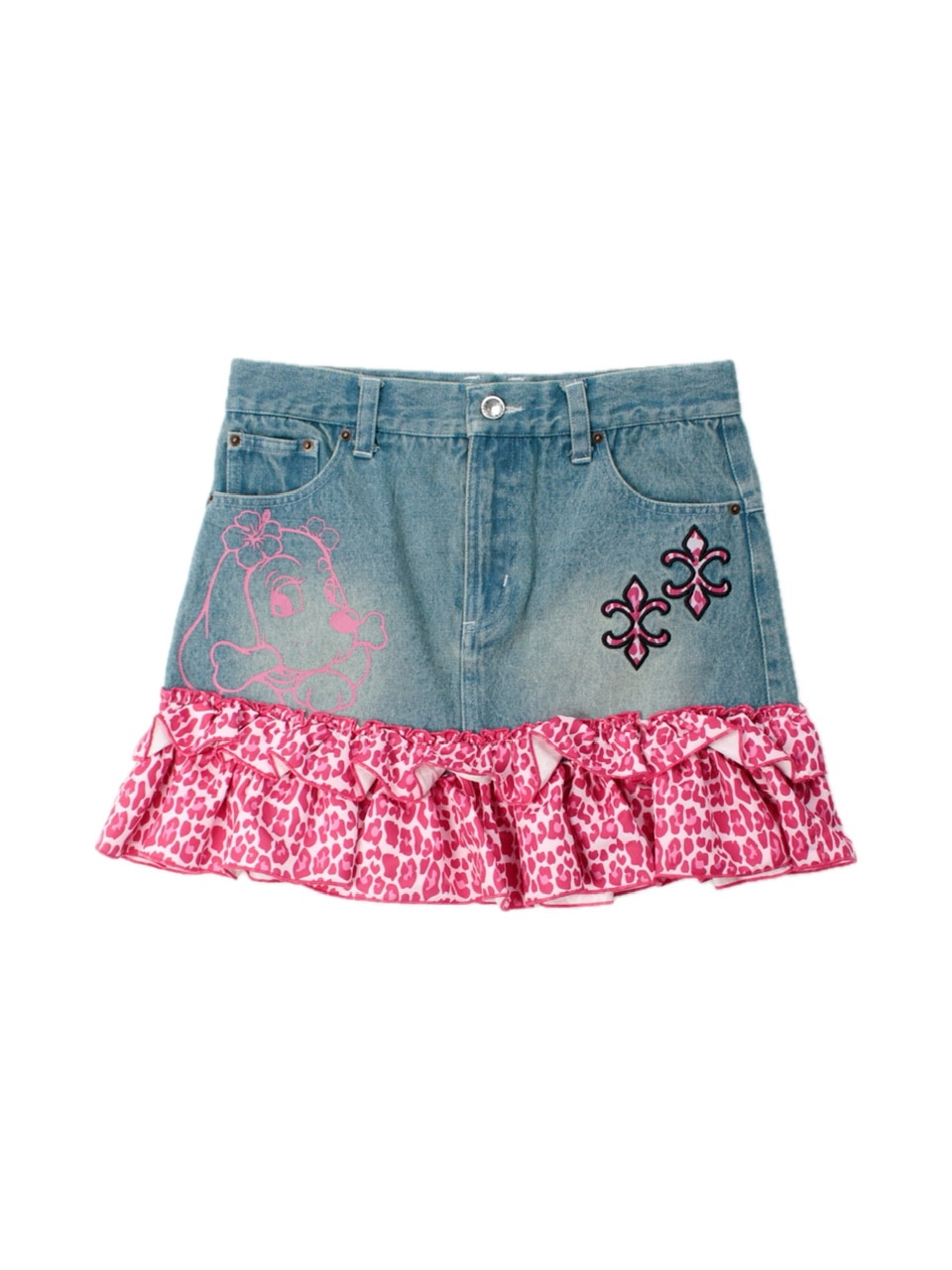 【GALFY】GALちゃんフリフリSK / 【ガルフィー】レオパードフリルデニムミニスカート