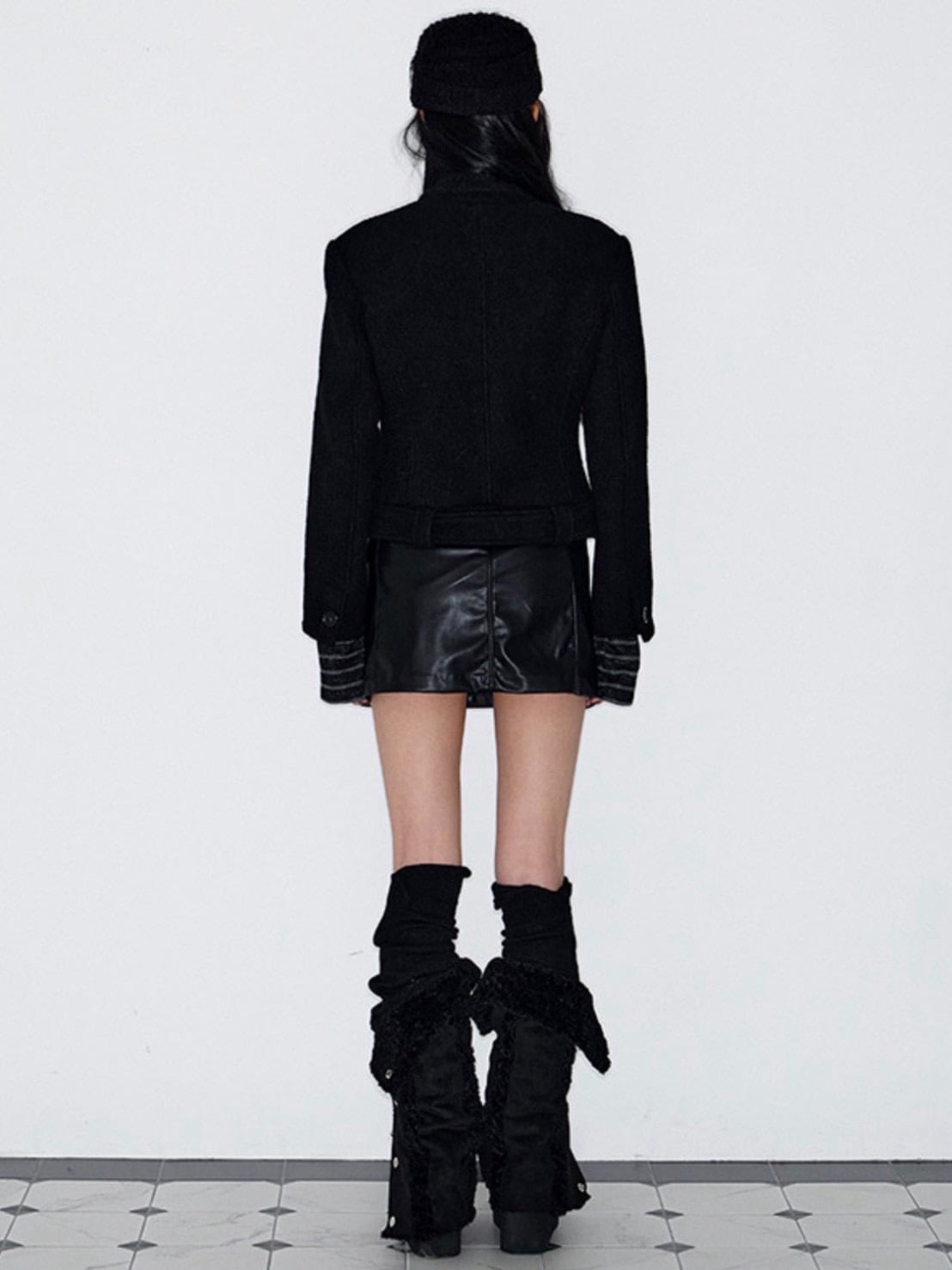 【NOT KNOWING】Double Belted High-Neck Coat