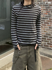 受注制【youll】asymmetry border henley hoodie (2color)