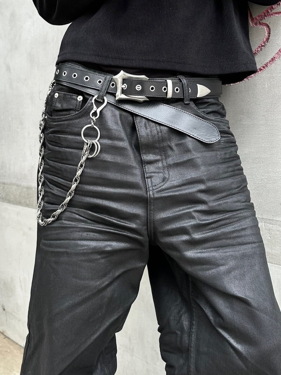 大阪店WEB限定受注制【Chikashitsu +】emboss coating denim pants / 【チカシツプラス】エンボスコーティングデニムパンツ