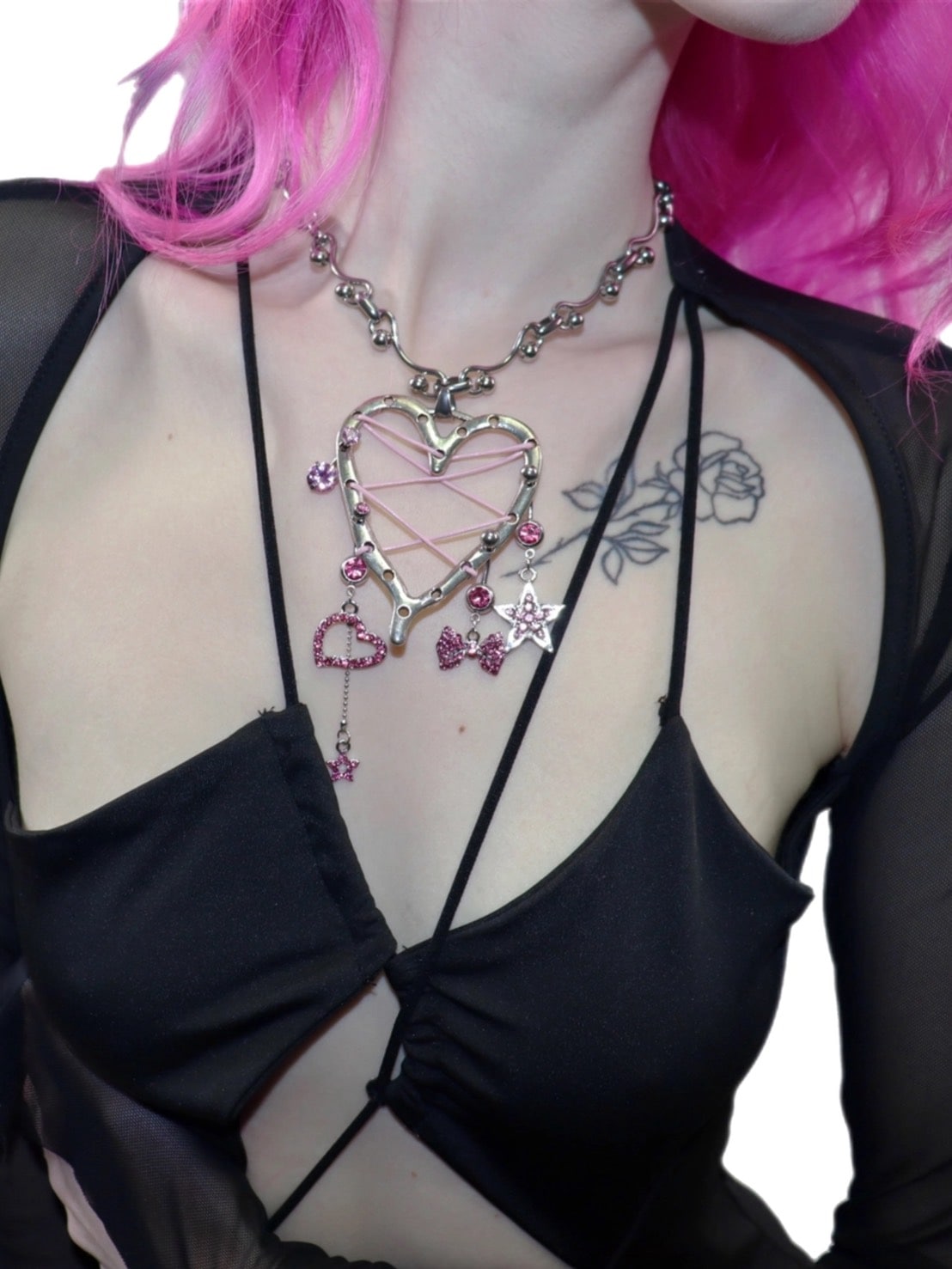 【HURJABOYACC】VINTAGE HEART WITH PIERCINGS NECKLACE