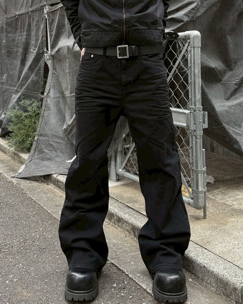 受注制【youll】essential black flare denim pants