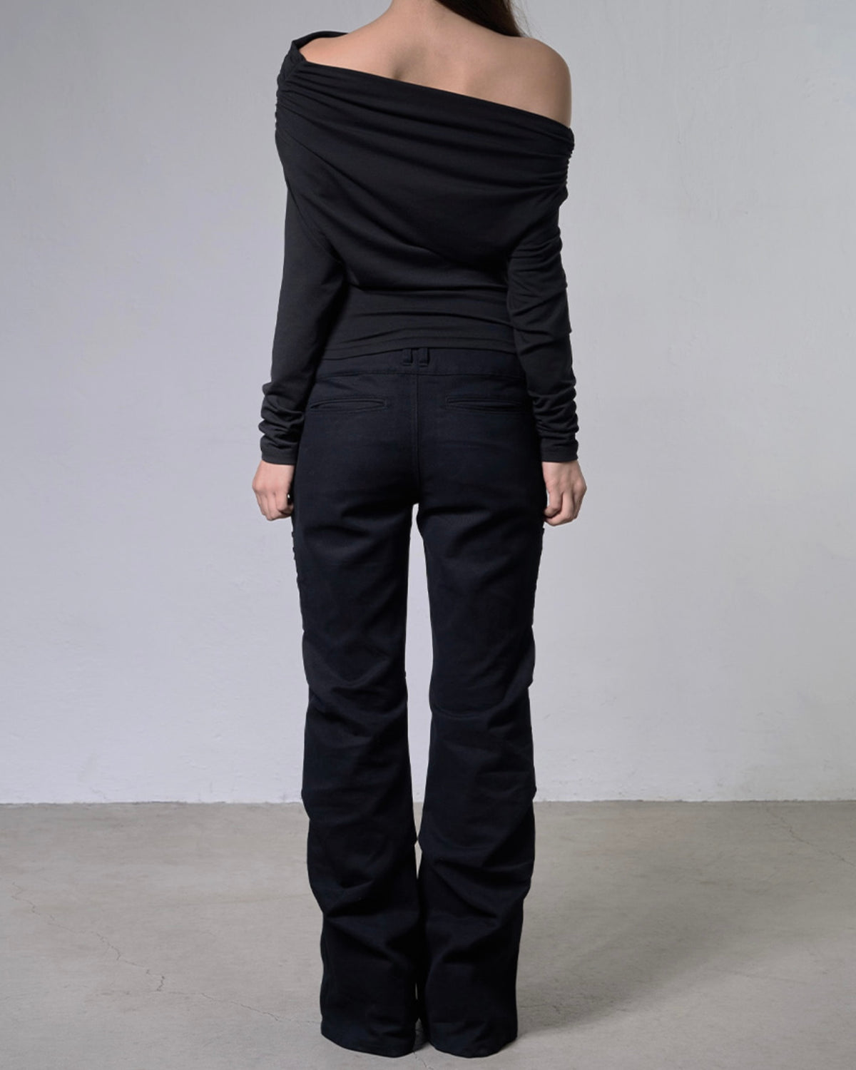 【FANCY CLUB】EYELET COWL ONE-SHOULDER TOP