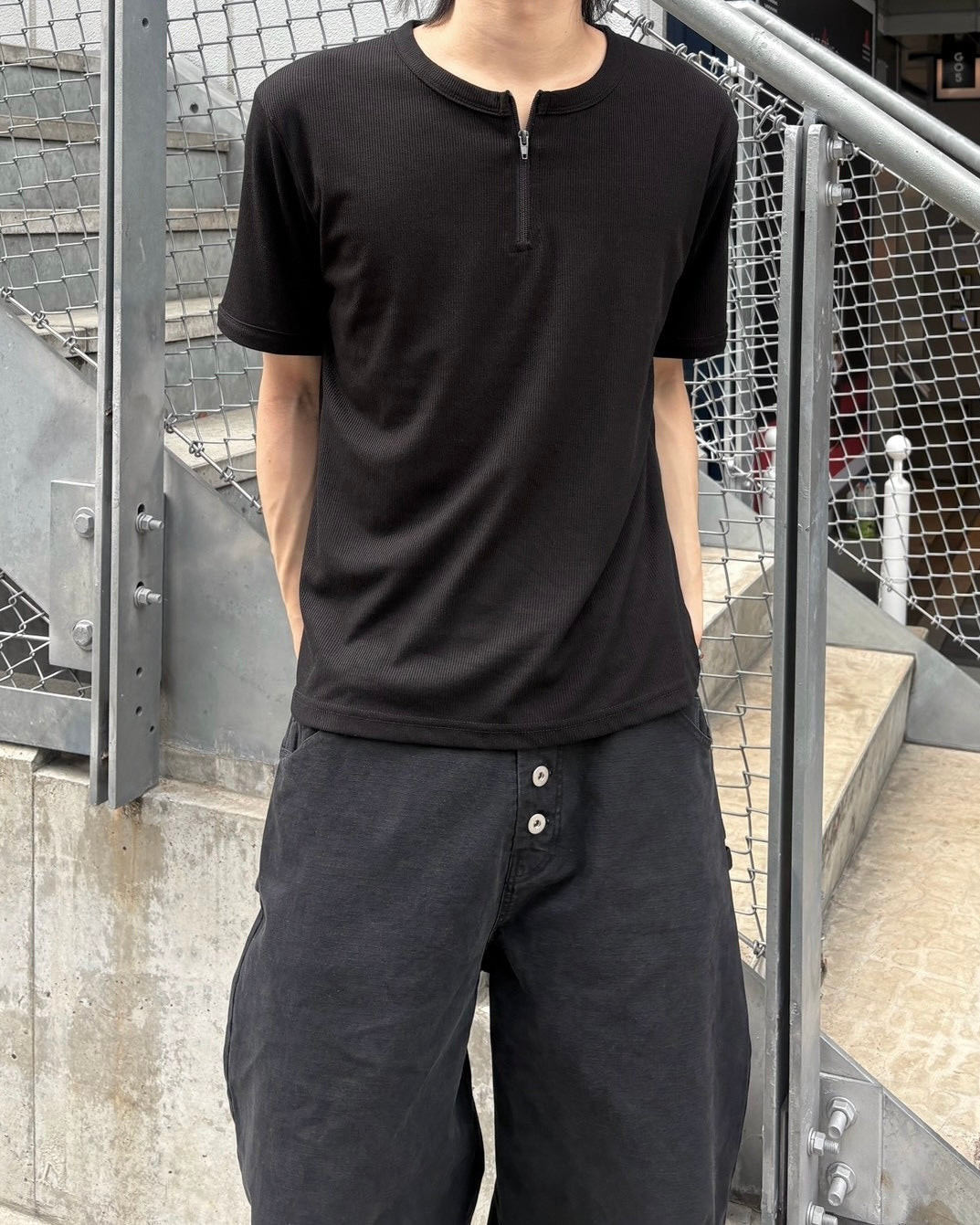 受注制【nmtc+】Half Zip-Up Slim Tee (3color)
