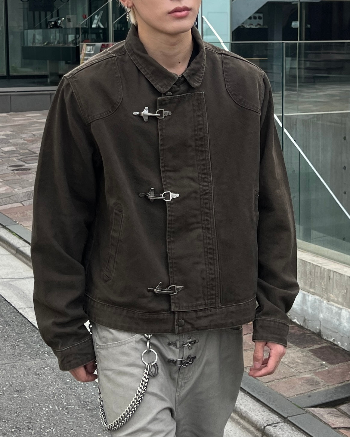 大阪店WEB限定受注制【Chikashitsu +】design hook cropped jacket (3color)