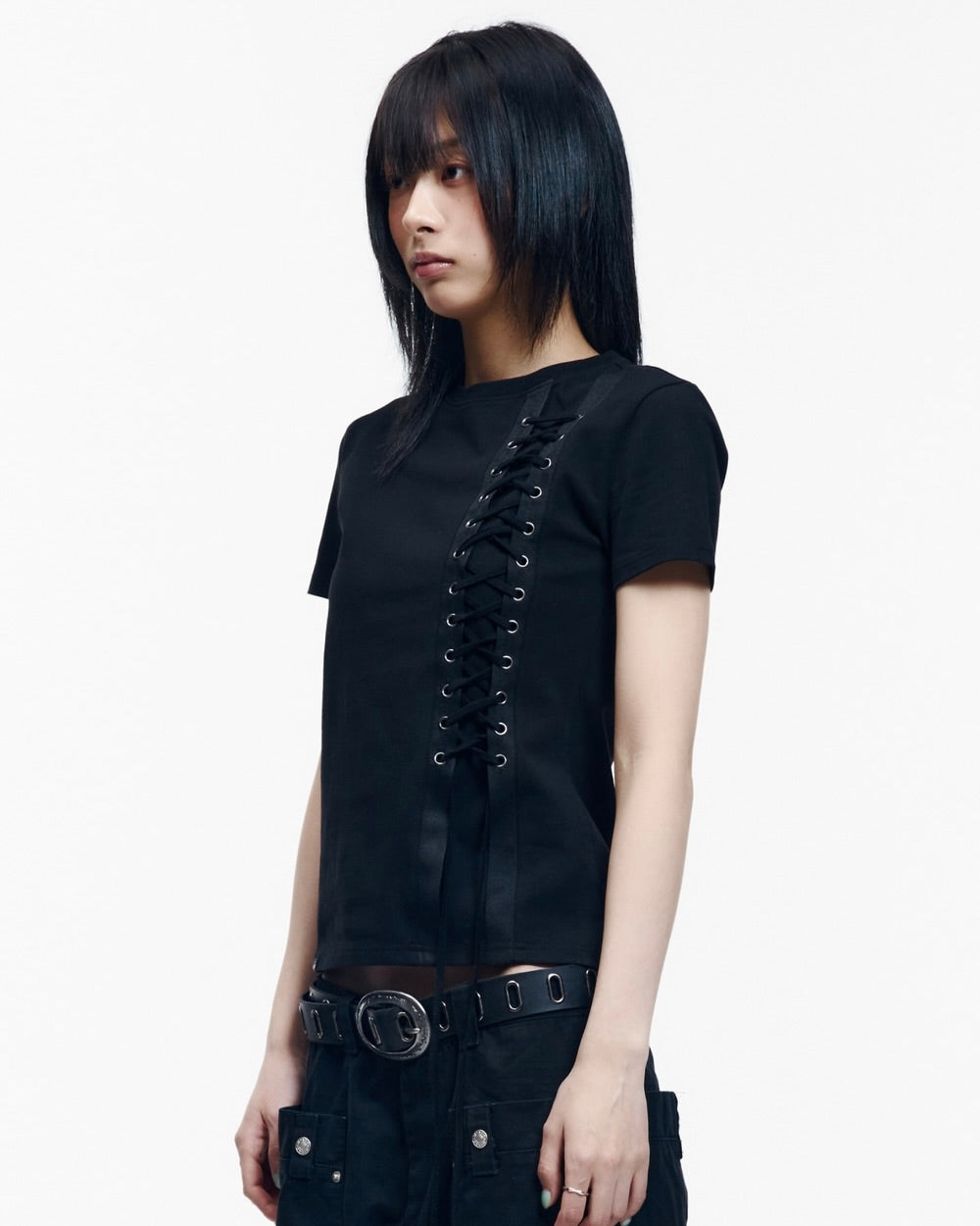 【AAKAM】Eyelet Corset Half Top