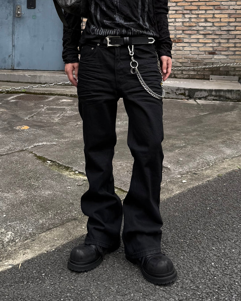 大阪店WEB限定受注制【Chikashitsu +】wrinkled flare denim pants