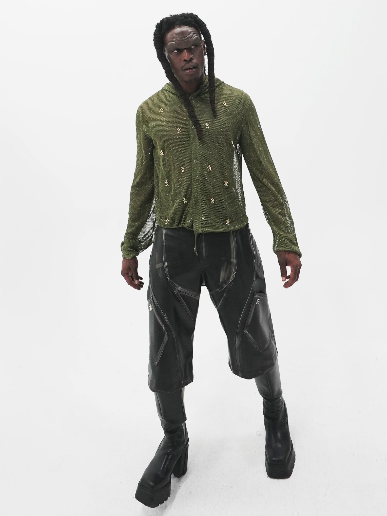 【E RIN AI E】E STARDUST MESH SNAP HOODIE