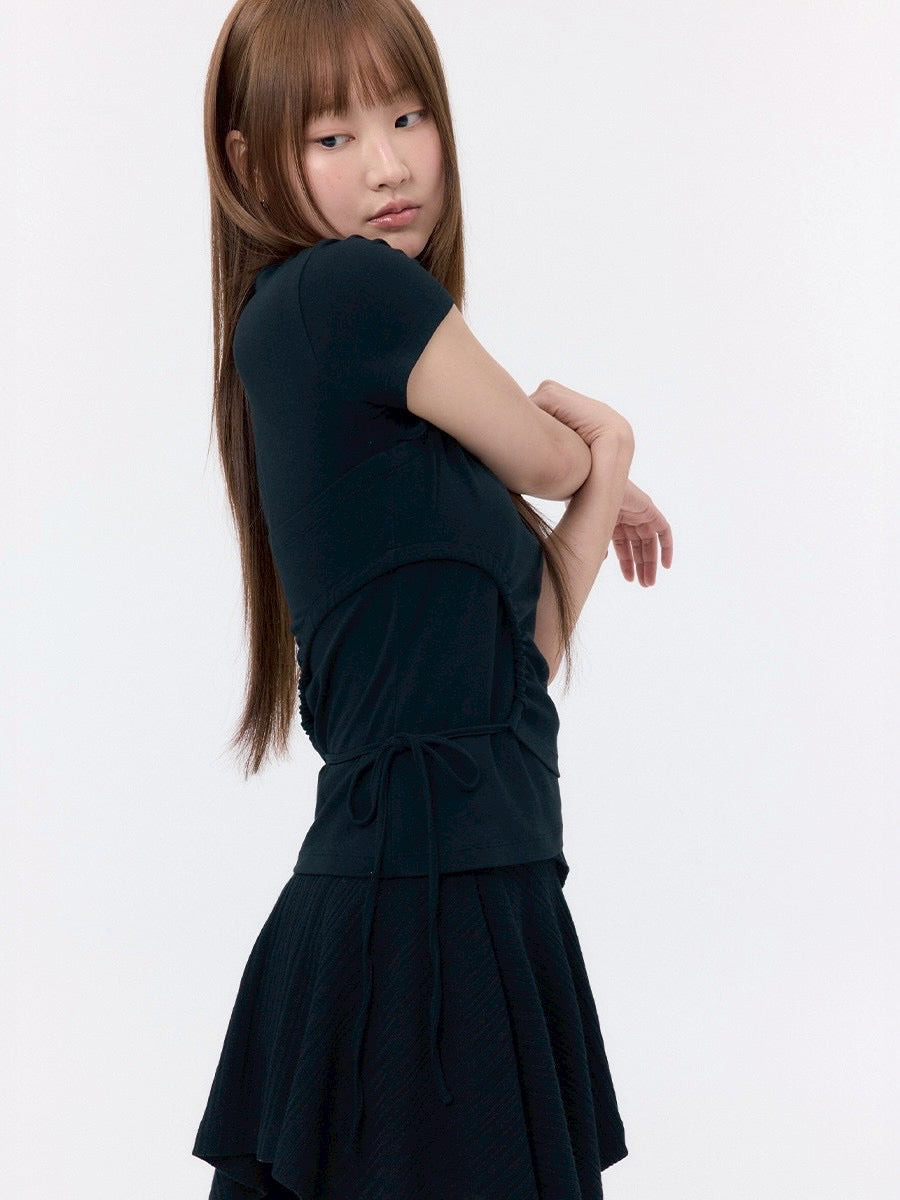 【Miseki seoul】String shirring short sleeve