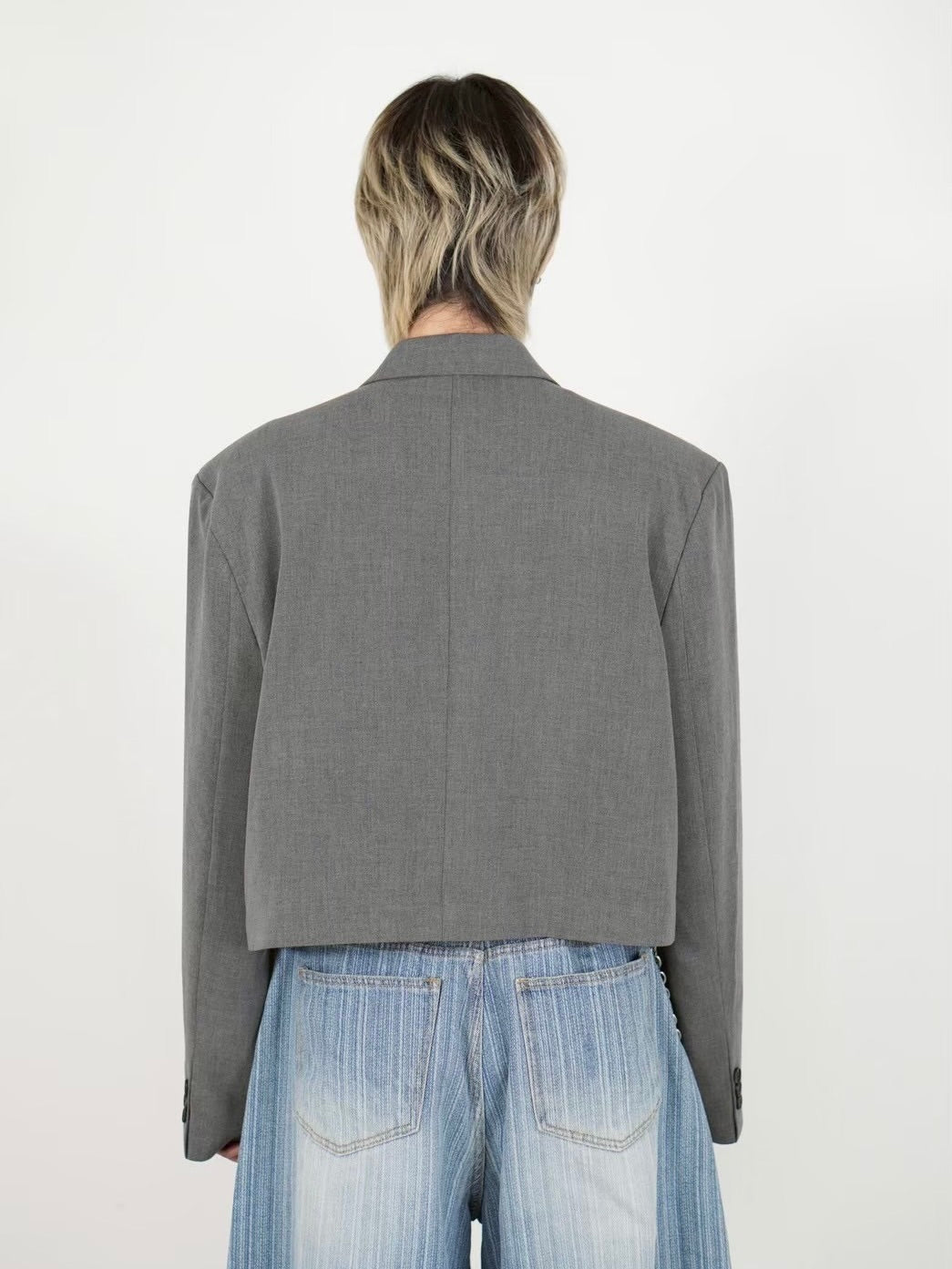 受注制【Chikashitsu +】cropped double jacket (2color)