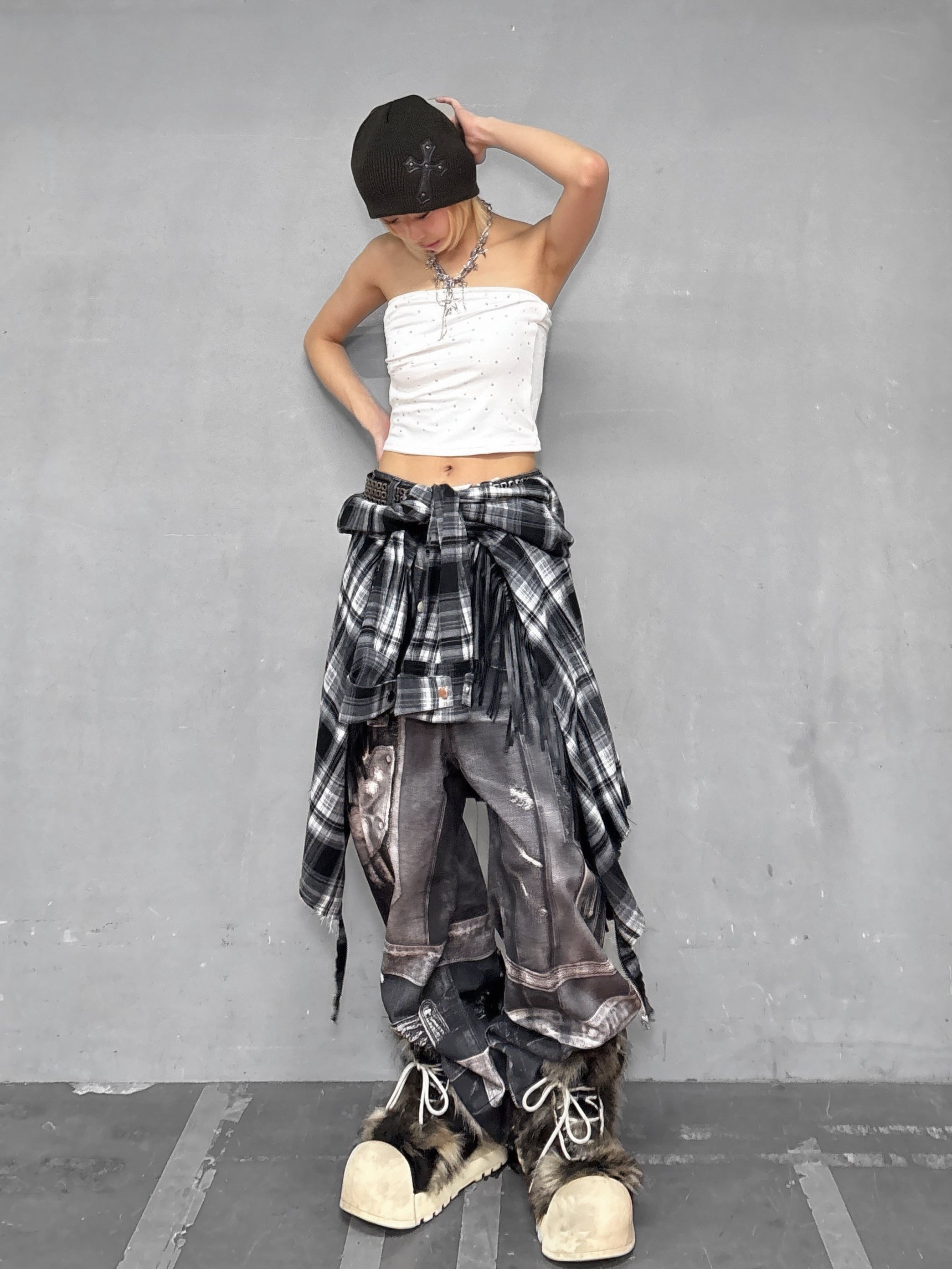 国際配送【Never mind the XU】rhinestone tubetops