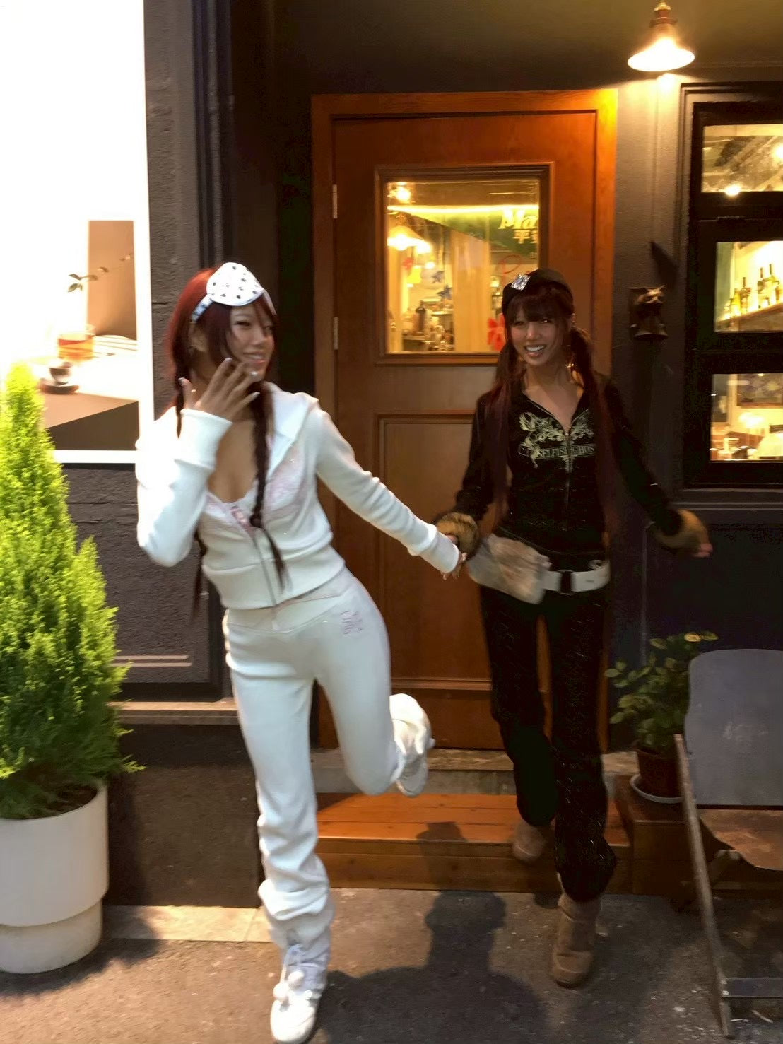 【SelfishGhost】Embroidered knitted silver fox fur-like plush tracksuit pants