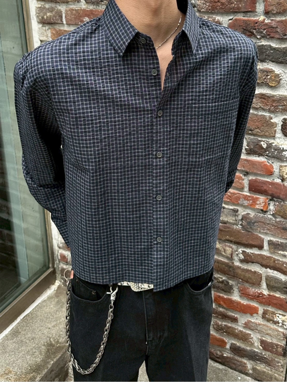 大阪店WEB限定受注制【Chikashitsu +】modern crop check shirt (2color)