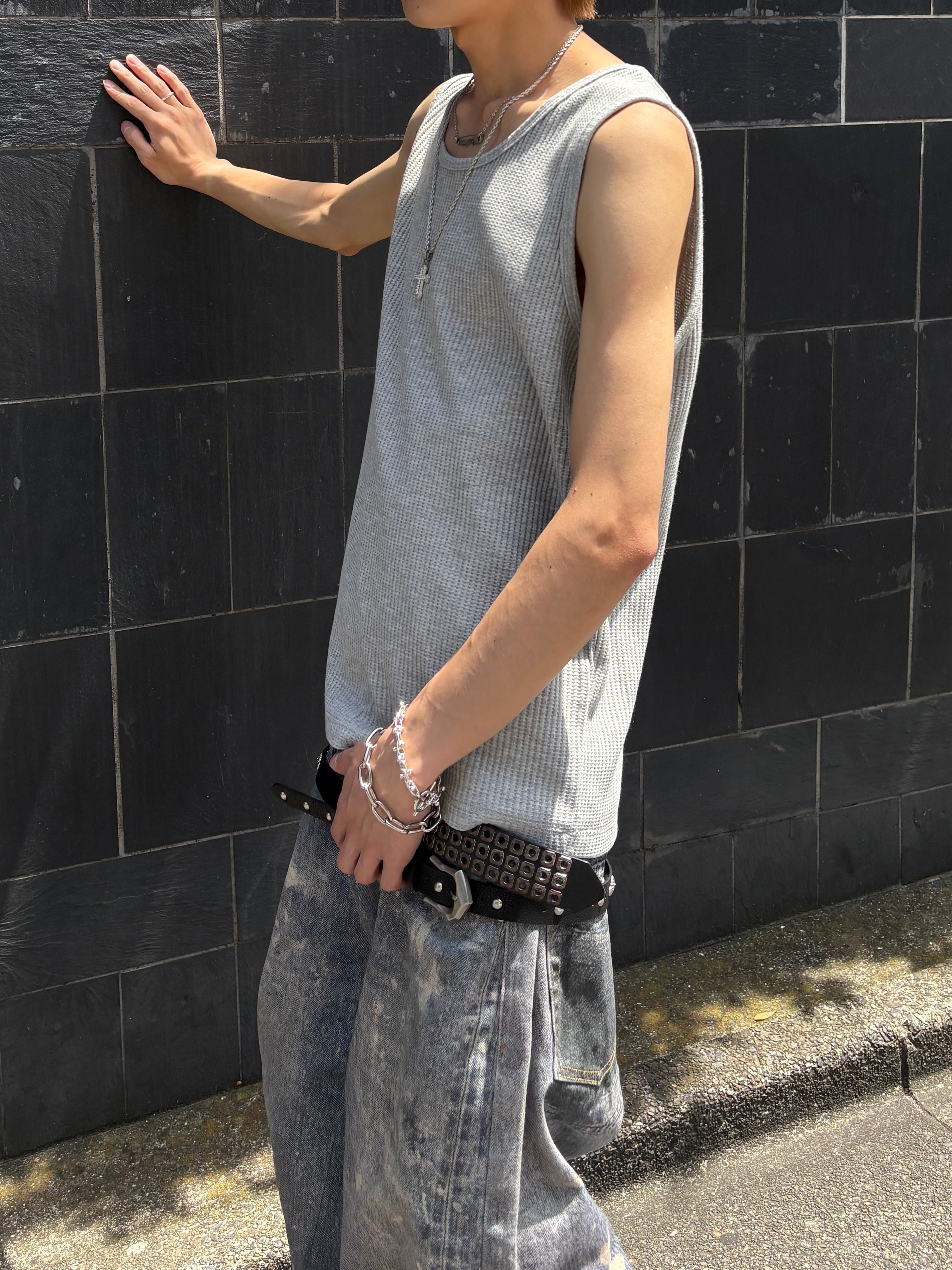 受注制【youll】Waffle tank top (3color)