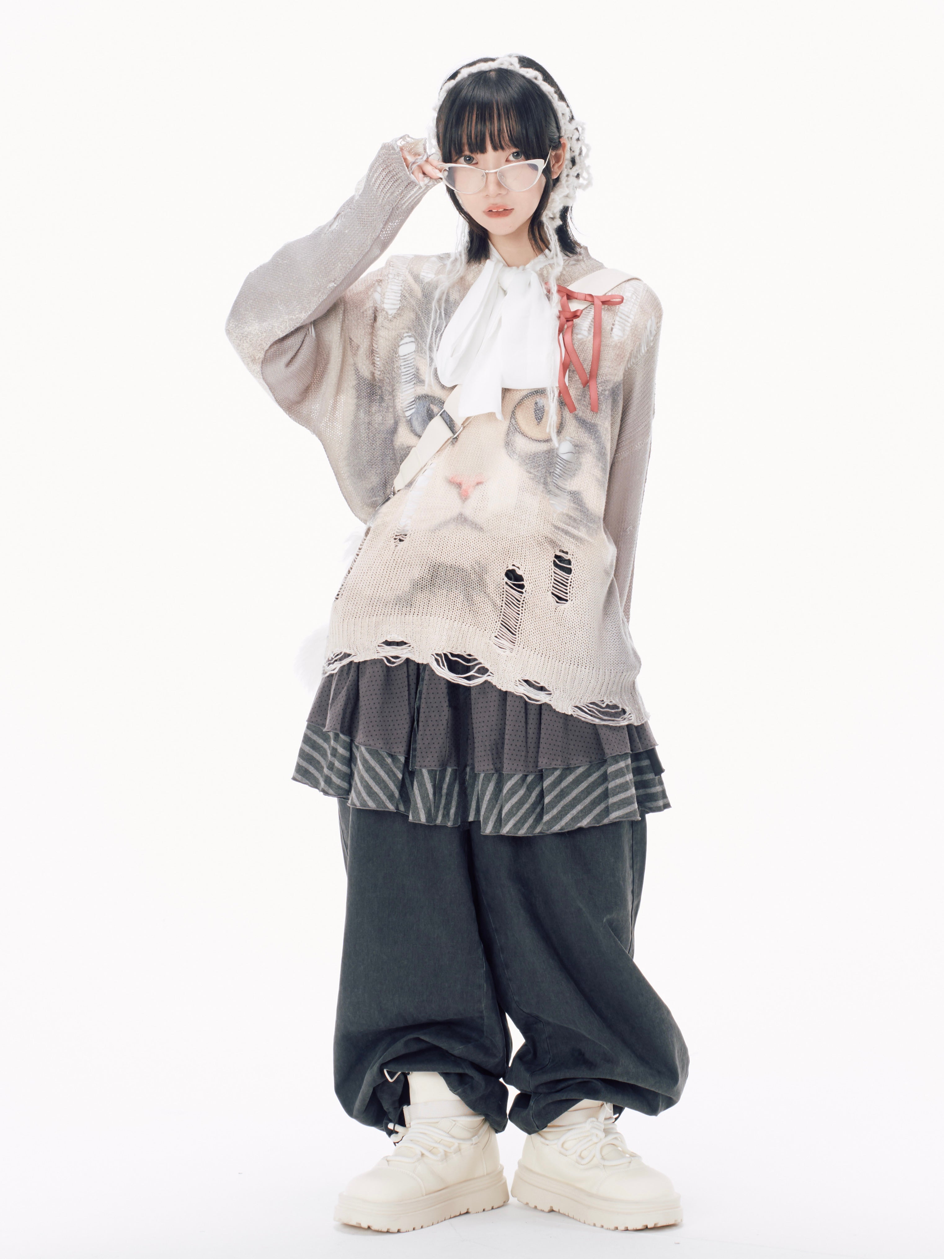 国際配送【Nerd out XU】big cat eye glasses