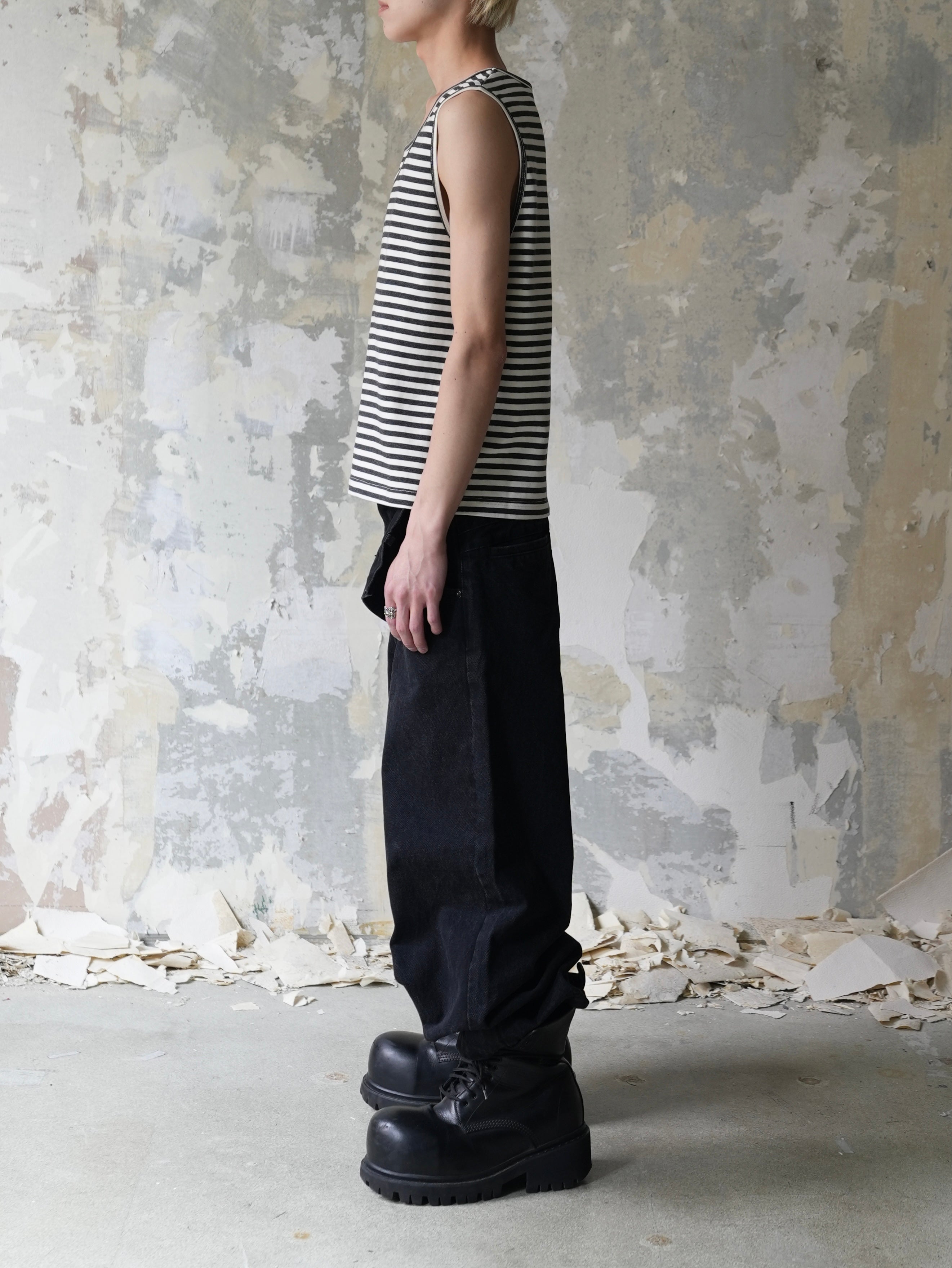 【Lee fi Ne】Layered Stripe Tank