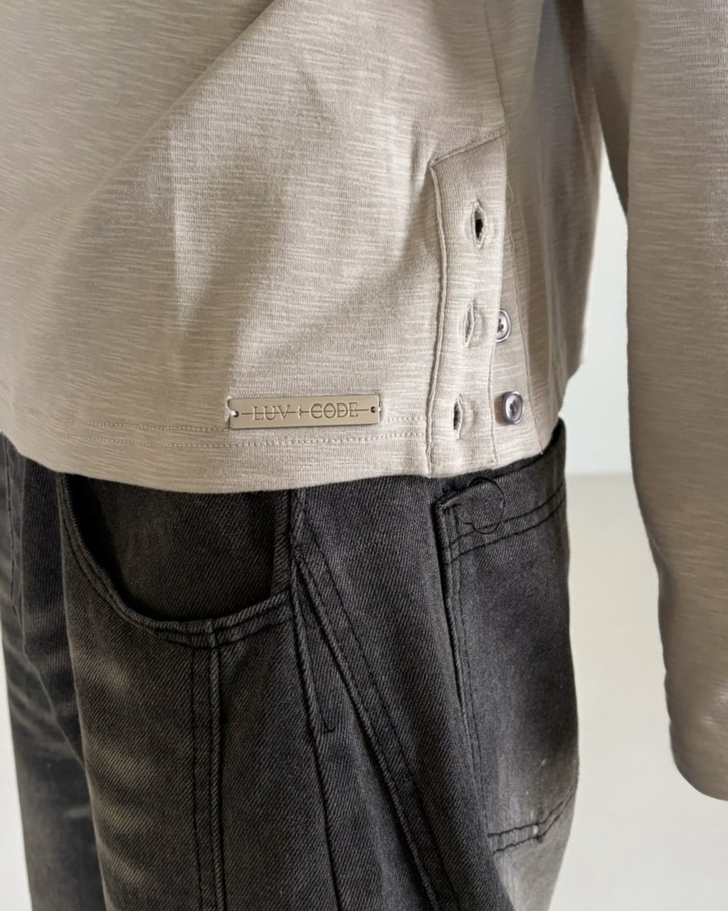 【LUV CODE】LC Button henley long sleeve tee (3color)