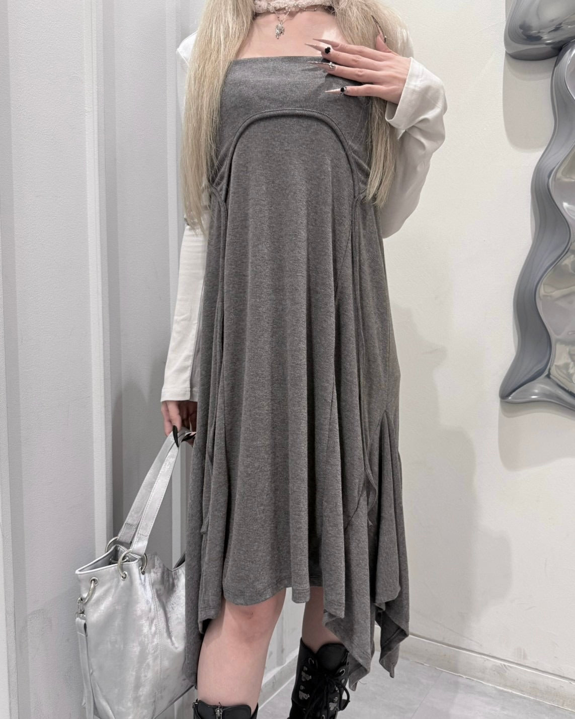 受注制【nmtc+】Curve Layered Long Skirt (2color)