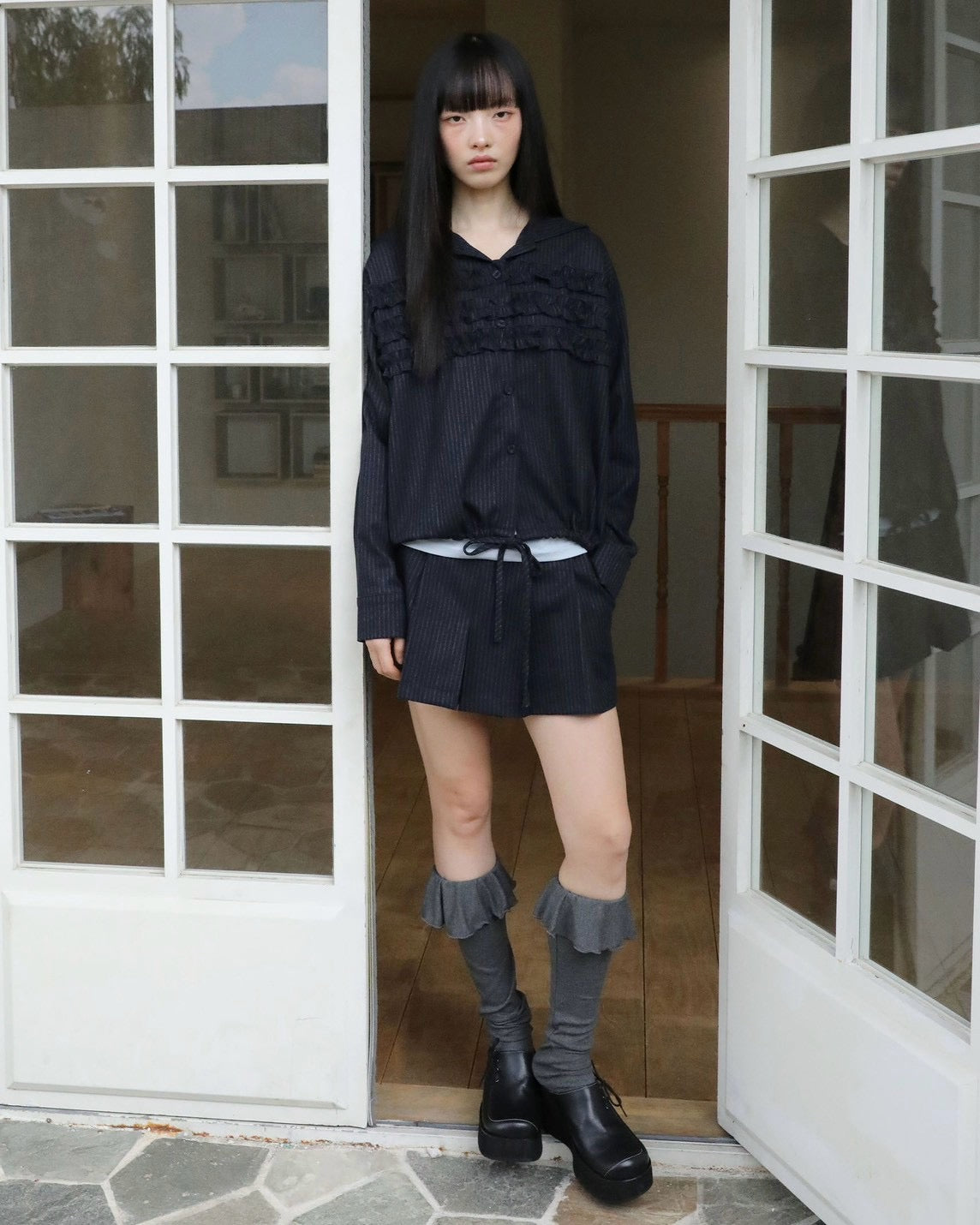 【Uglyshadow】STRIPE PLEATED PANTS