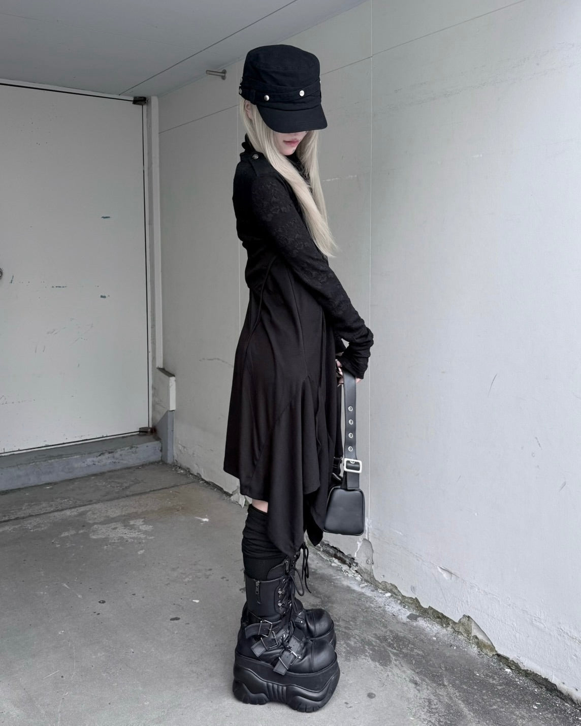 受注制【nmtc+】Curve Layered Long Skirt (2color)