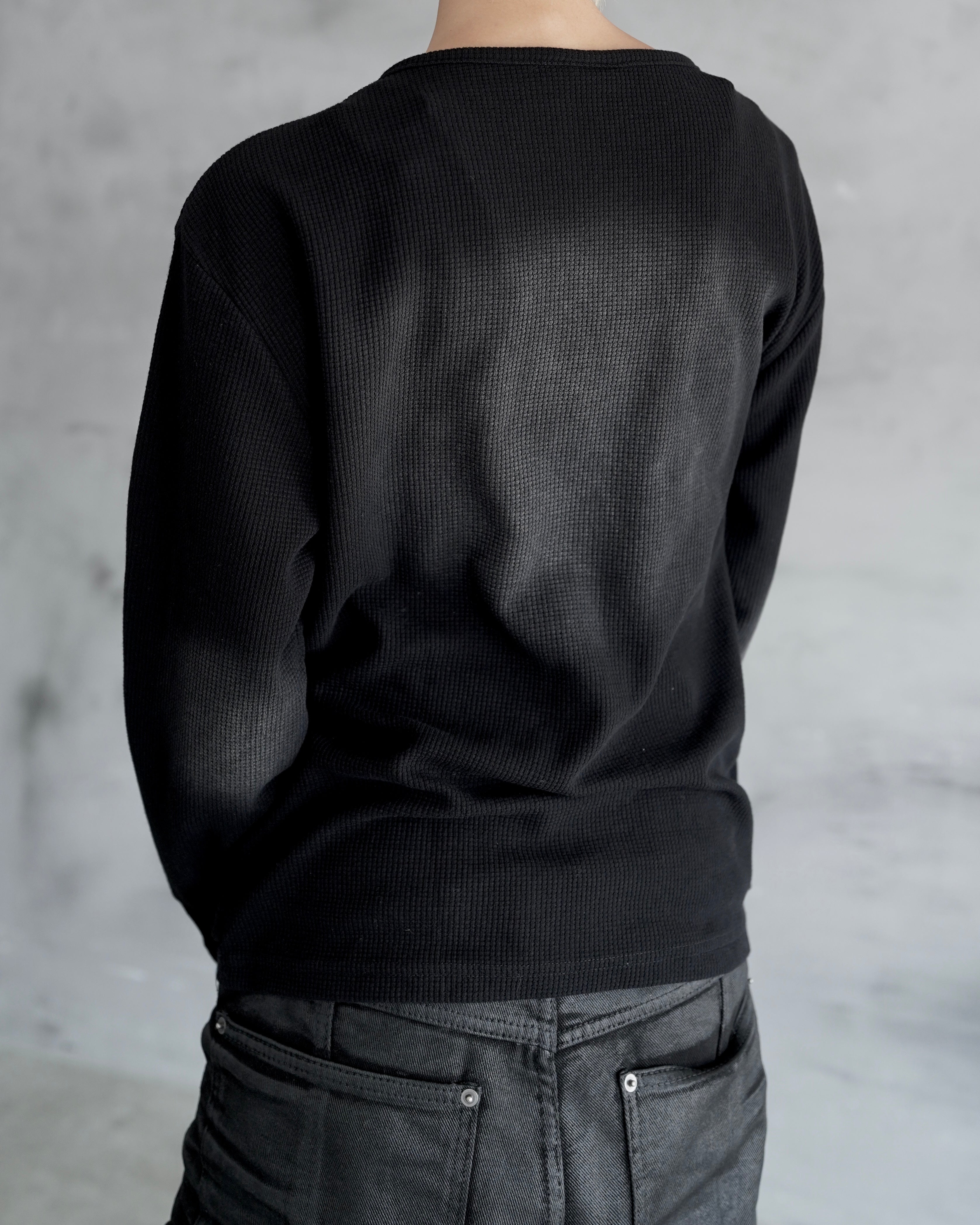 【CHIKASHITSU PLUS HIGH】Rust waffle layered henley neck tee(2color)