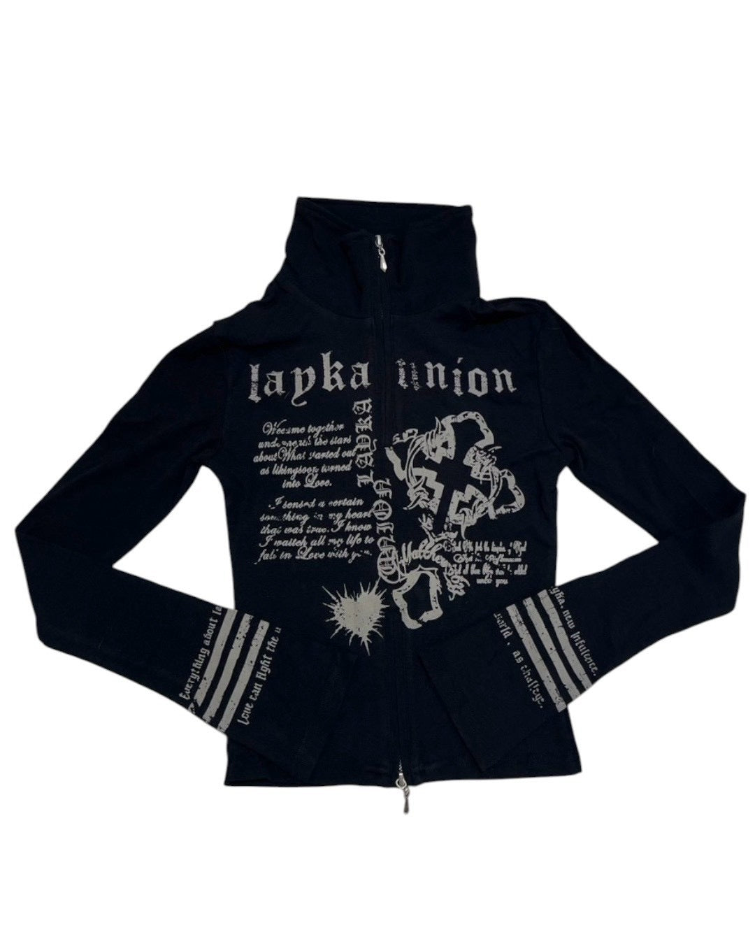 国際配送【BABY09】y2k print slim zipup top