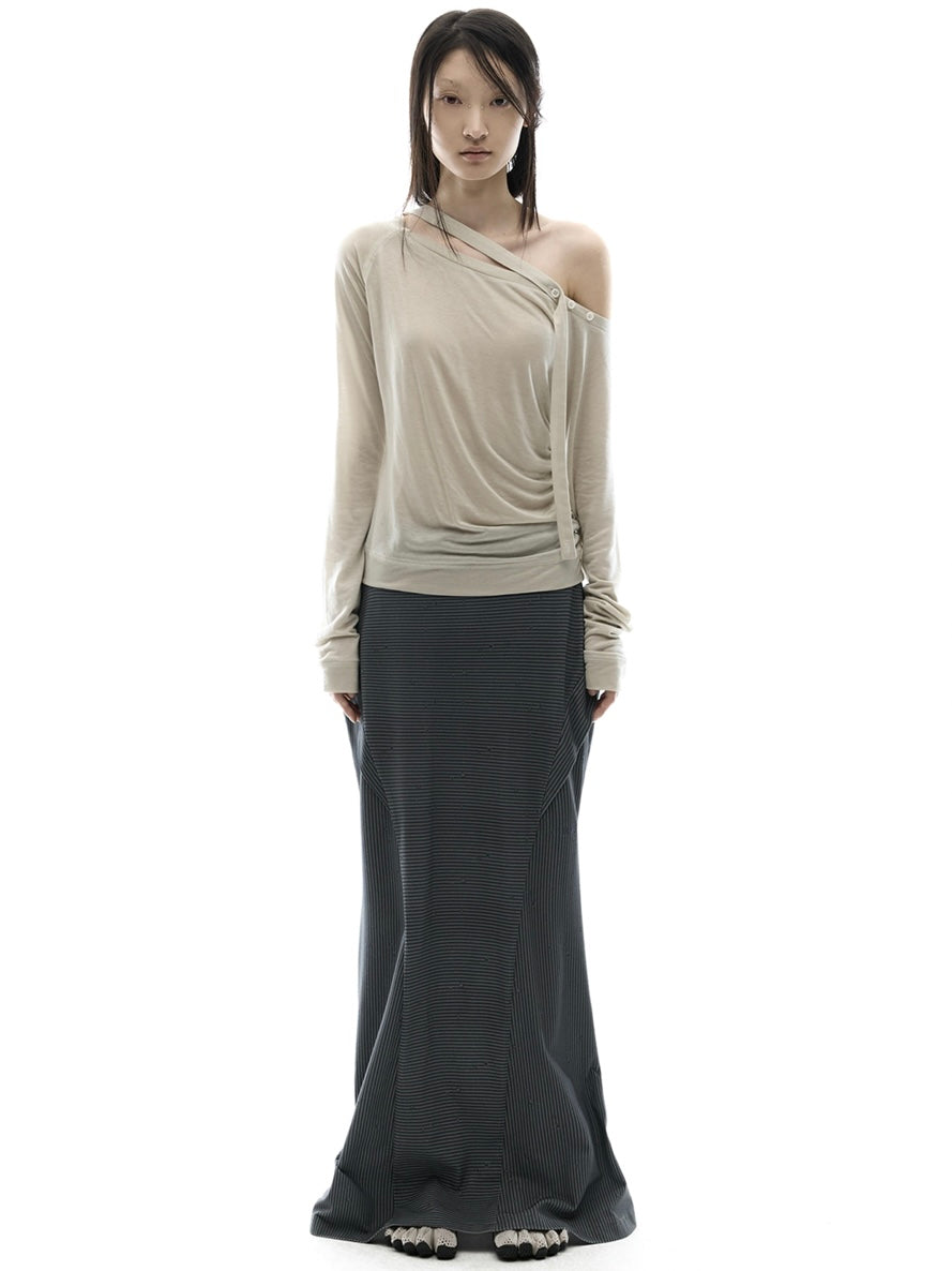 【OJOS】Side Panel Mermaid Maxi Skirt