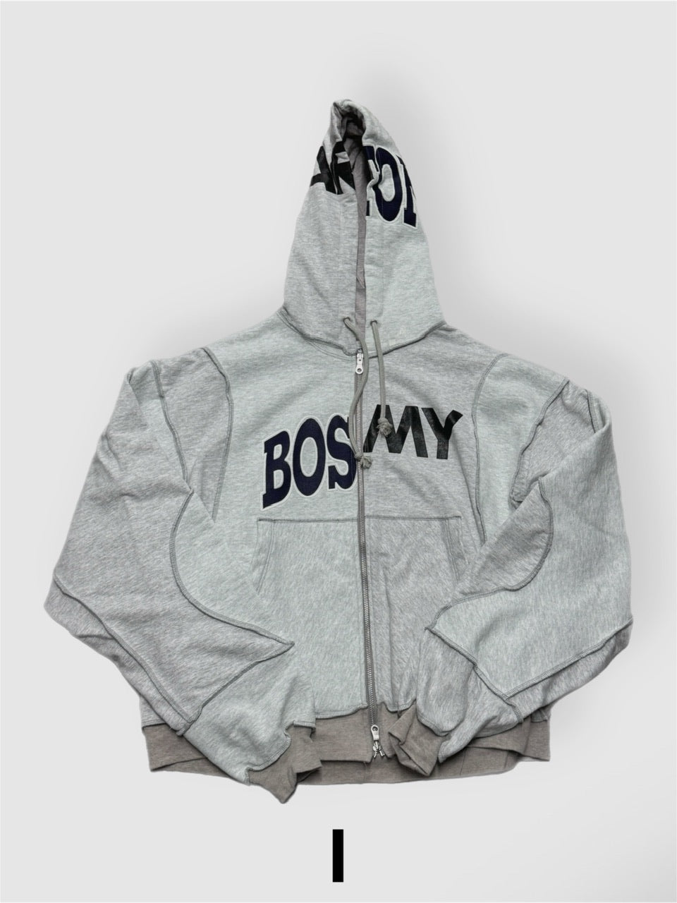 【Re +】double zip cutting switch hoodie (gray)