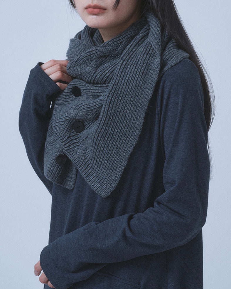 【TUOMIO】BUTTON WOOL KNIT MUFFLER