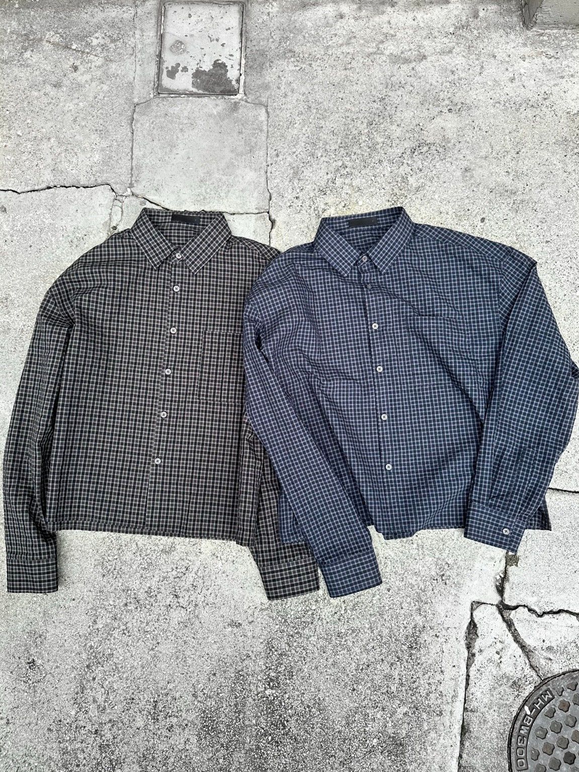 大阪店WEB限定受注制【Chikashitsu +】modern crop check shirt (2color)